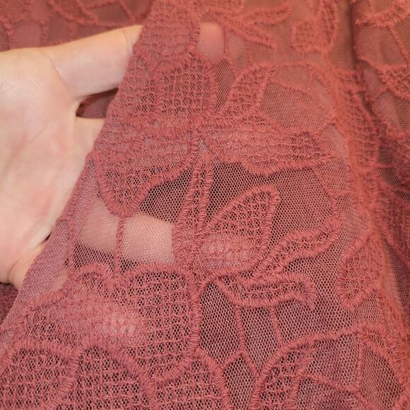 Free People With Love From India Lace Mini Boho Bell Sleeve Dress M Dusty Rose - Picture 8 of 11